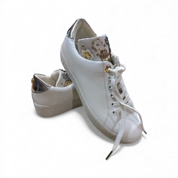 Michael Kors Mindy Floral Appliqué Leather Sneakers - Picture 1 of 9